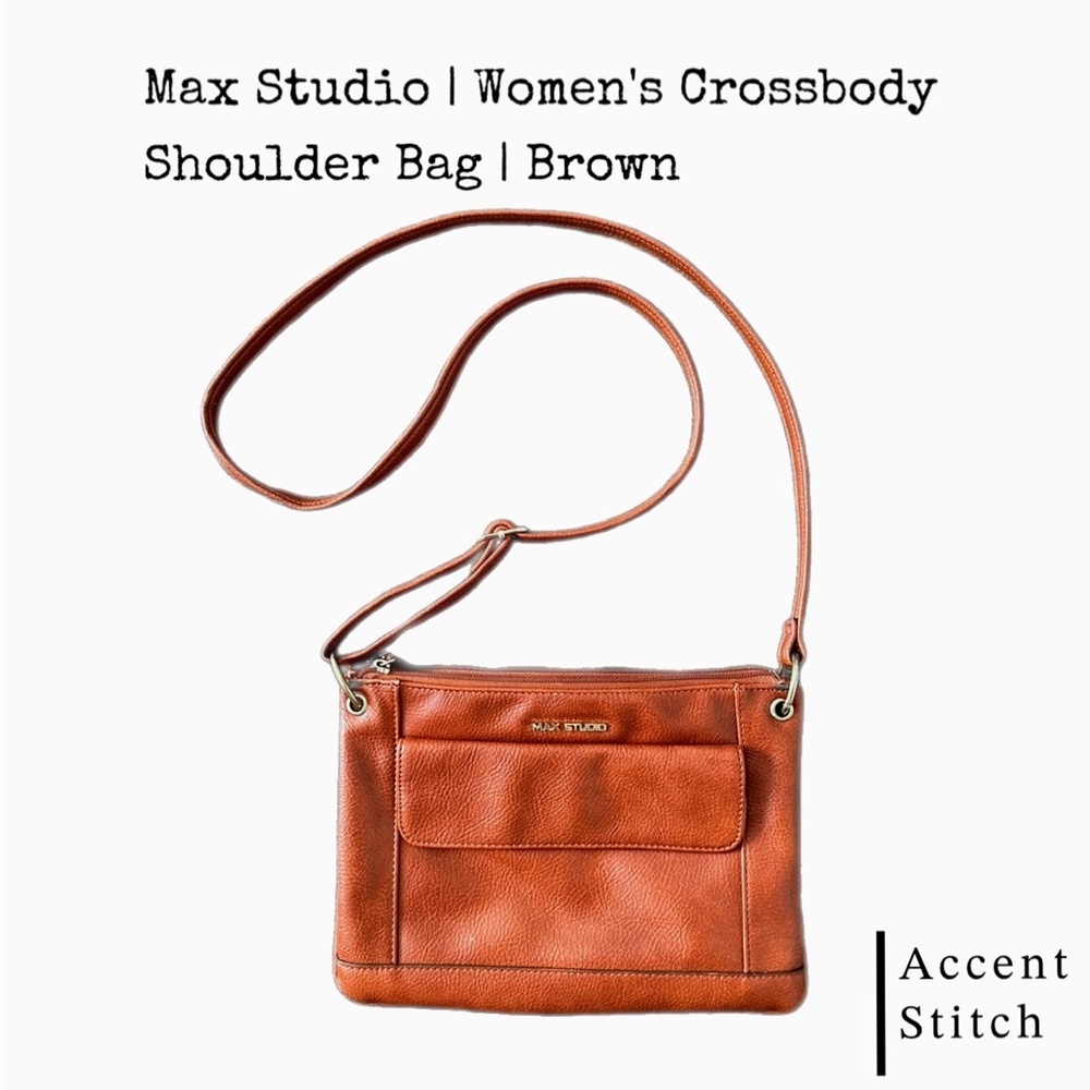 Max Studio | Women’s Crossbody Shoulder Bag Leather Fall | Brown
